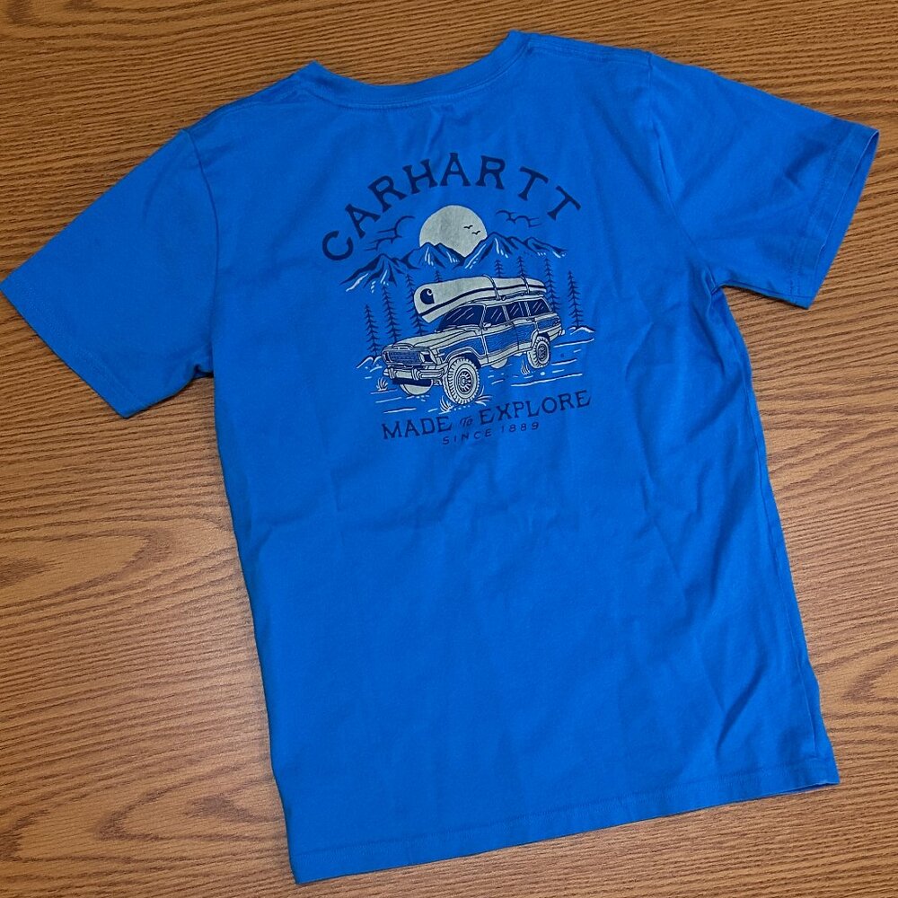 Boys Carhartt Pocket T-shirt- Bright Blue - Picture 2 of 2